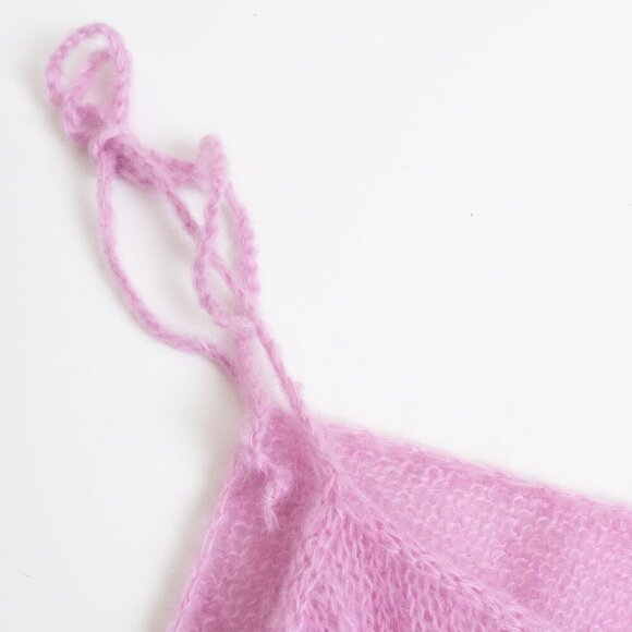 Rose Carmine Handknit Mohair Wool Blend Ombré Tank Top Pastel Rainbow Size 1 - Picture 7 of 12